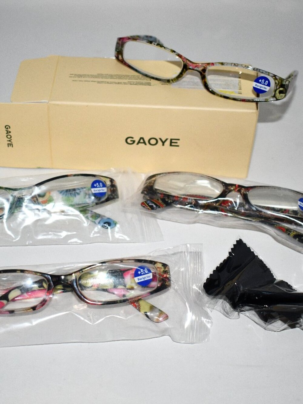 GAOYE 5 Pack Reading Glasses +5.00 Blue Light Filter Floral Readers Women New C
